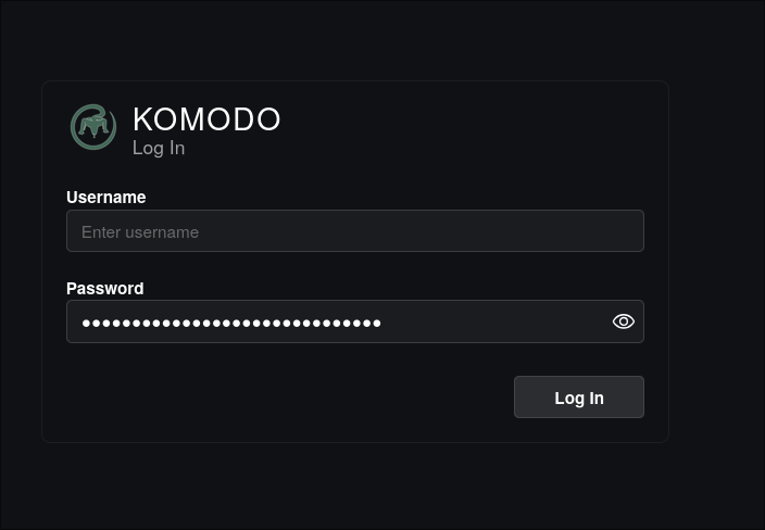 Komodo’s login UI